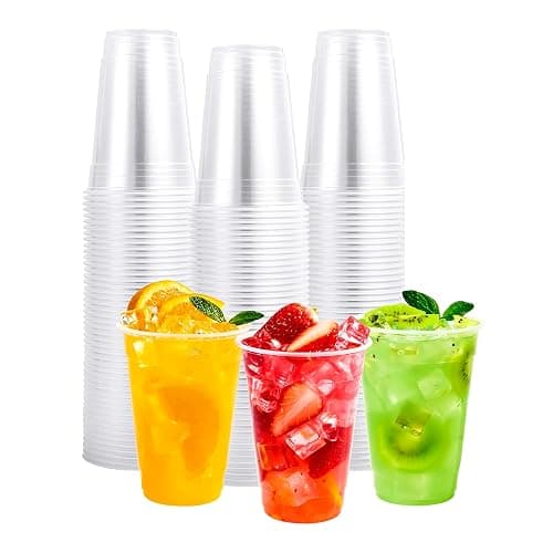 100X Clear Plastic Disposable Drink Cups for Water 7 Oz/180ml Perfect for Drinking Events Home, Parties Picnic and Everyday Use (Pack of 100) - Image 1