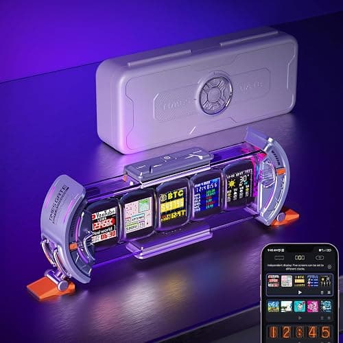 Divoom Times Gate - Cyberpunk Gaming Setup Digital Alarm Clock, Smart APP, WiFi Connect, RGB LED Display, Personalized Financial & Bitcoin Dashboard, Pixel Art for Gaming Room & Office Decor, Silver - Image 1
