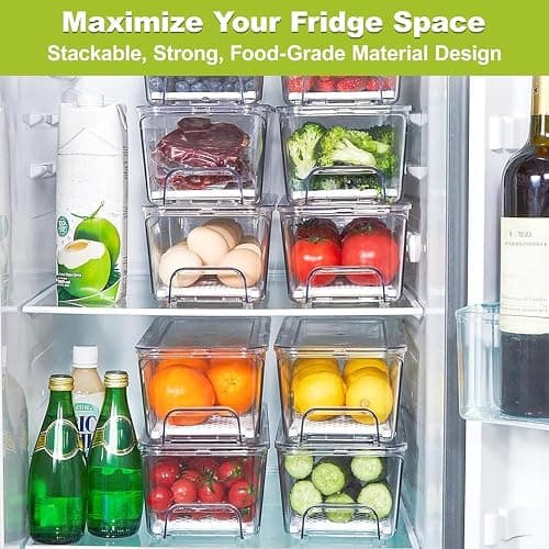 Brippo Pull-out Veggie Fridge Organizer Drawer 5-Pack | Stackable Fruit and Vegetables Refrigerator Organizer and Storage Containers, with Strainer Layer thumbnail 6