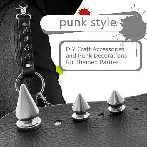 359Pcs Punk Spikes and Studs Kit Metal Cone Spike Studs Rivets 8 Sizes with Install Tools Clothing Stud Kit for Clothing Jacket Shoes Wallet Leather DIY Craft Accessories thumbnail 3