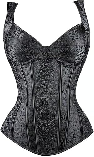 ADELCE Women's Lace up Gothic Jacquard Shoulder Straps Tank Overbust Shaper Corset Bustiers Top - Image 1