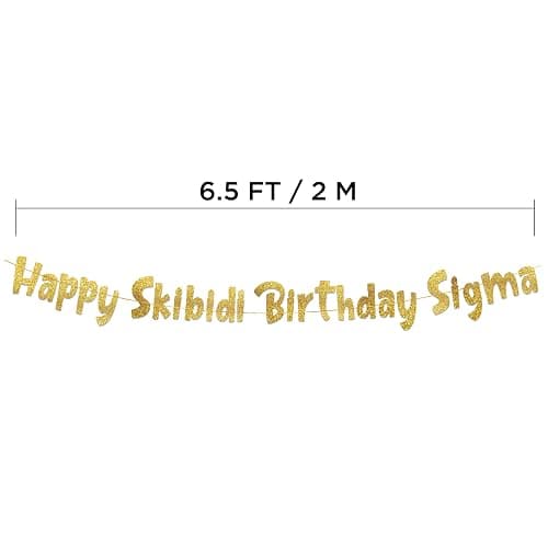 Pre-Strung Happy Skibidi Birthday Sigma Gold Glitter Banner - Funny Birthday Decorations for Teen Boys and Girls - Party Supplies, Wall Decorations and Celebration Gifts thumbnail 4