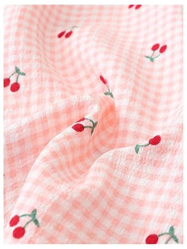 BEAUDRM Women's Two Piece Pajama Sets Allover Print Short Sleeve Sleepwear Button Down Shirt and Bow Shorts Pj Set Loungewear thumbnail 5