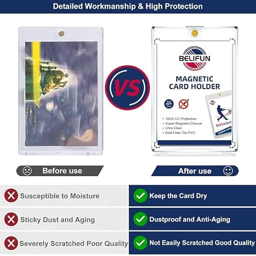 20-Pack One Touch Magnetic Card-Holders - 35PT Trading Card Holders, UV Protection Clear Acrylic Card Cases, Card Protector for Game, Baseball Sports Cards, Fit for Standard Cards Storage and Display thumbnail 3
