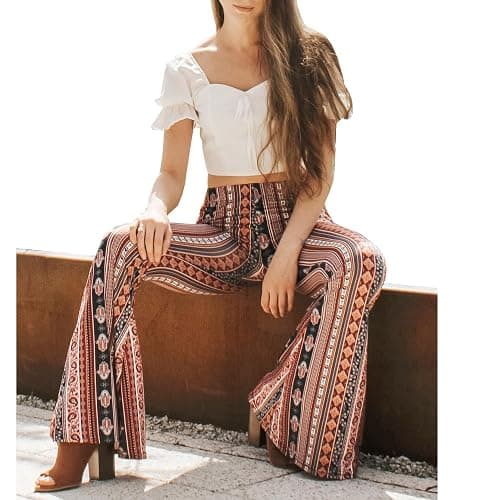Daisy Del Sol High Waist Comfy Stretch Boho 70s Bell Bottom Fit to Flare Lounge Yoga Pants thumbnail 3