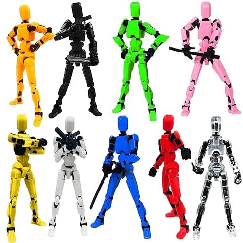 Dumwick Titan 13 Action Figure, Lucky Robot 13 Action Figures, 3D Printed Multi-Articular Action Figures, Robot 13 Figure for Boy, Action Figure for Desktop Decorations（9pcs） - 9pcs