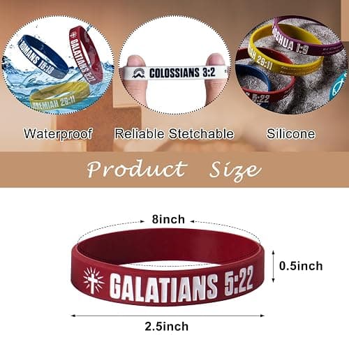 CYCLUSIVE 12 Pieces Christian Bible Verses Silicone Wristbands-Popular Bible Verses Faith Rubber Bracelets-Religious Gifts-Jesus Bracelets for Men Women thumbnail 4