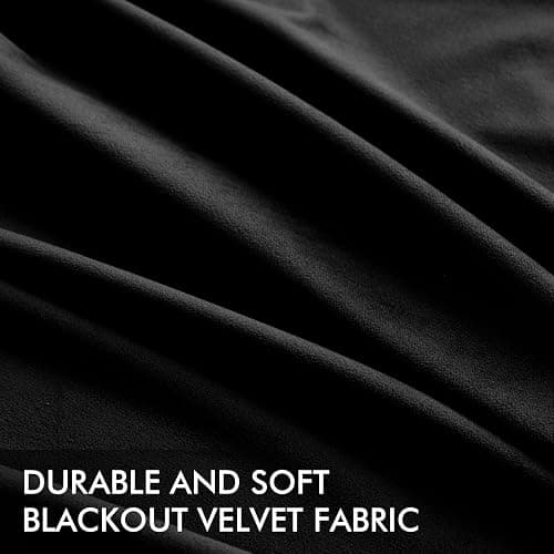 ANRODUO Black Velvet Curtains 45 Inches Long Blackout Thermal Insulated Soundproof Curtain Privacy Room Darkening Curtains Grommet Window Drapes for Bedroom Living Room 42 x 45 Inch Set of 2 thumbnail 7