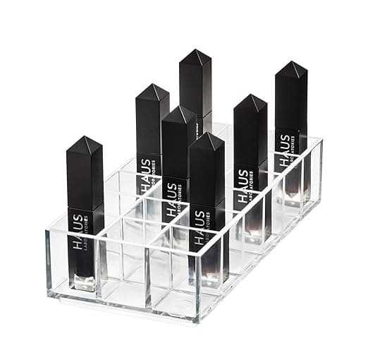 iDesign The Sarah Tanno Collection Plastic Lipstick Organizer, 8" x 4" x 2", Clear - Lipstick Organizer