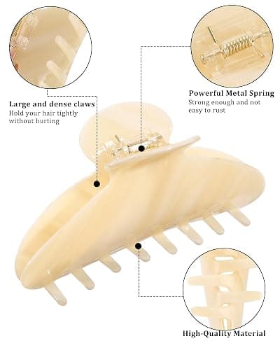 HAIMEIKANG Large Acetate 4 Inch Hair Claw Clip for Women - French Style Hair Claws for Thick Hair with Non-Slip Teeth, Hair Accessories for Updos, Buns & Ponytails thumbnail 5