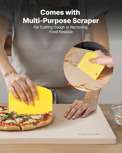 VEVOR Pizza Stone, 16 x 14 in Rectangular Cordierite Pizza Stone, Extra Large Baking-Stone with Scraper, 0.6 in Thick Heat-Resistant Cordierite, for Kitchen Oven, Baking Bread & Pizzas, BBQ Grilling thumbnail 6