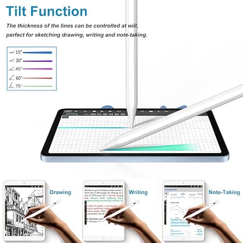TQQ Pencil for iPad (2018-2025), Pixel-Perfect Precision, Tilt Sensitivity & 2X Faster Charge, Compatible Apple iPad 11/10/9/8/7/6th Gen, Pro 12.9/11/13 Inch M4, Air 3/4/5/M2/M3, Mini 5/6 thumbnail 4