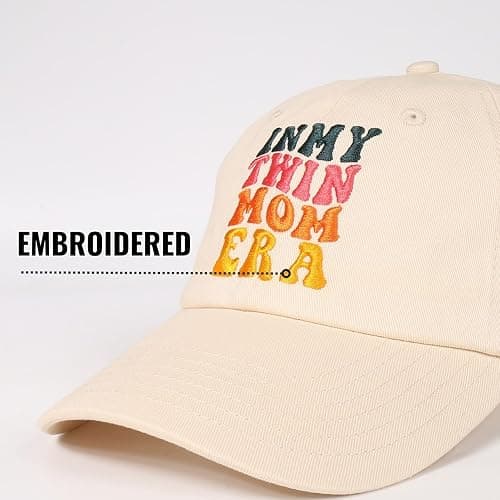 InnoBeta Twin Mom Gifts Cap, Funny Adjustable Embroidered Hat Gifts on Mother's Day, Birthday, Christmas Beige thumbnail 3