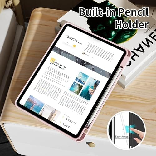 JKSML Hülle für iPad Pro 13 Zoll (M5/M4) 2025/2024 mit Stifthalter, Dreifach Faltbare Ständer, Unterstützt Pencil Pro/USB-C, TPU Flexible Rückseite & Schlafen/Wachen,Rosa thumbnail 6
