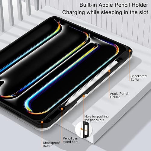 DONGKE Case for iPad Pro 13 inch (M5 2025 / M4 2024) – [Built-in Pencil Holder] Ultra Slim PU Leather Trifold Stand Cover with Soft TPU Back, Auto Wake/Sleep - Color Leopard thumbnail 9