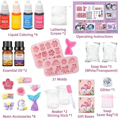 Golray Soap Making Craft Kit for Kids Girl Toys, Make 40 Pcs+ Soap Supplies with Unicorn/Mermaid/Butterfly Model, 2 Essential Oil, DIY Science Art and Craft Kit for Kid Girl Age 5-7 8-12 Year Old Gift thumbnail 2