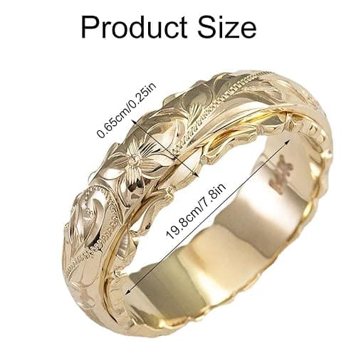 BlingNook Dainty Engraved Plumeria Flower Ring, 14K Gold Plated Hawaiian Princess Plumeria Flower Scroll Promise Ring Stackable Wedding Engagement Band Jewelry for Women or Men thumbnail 6