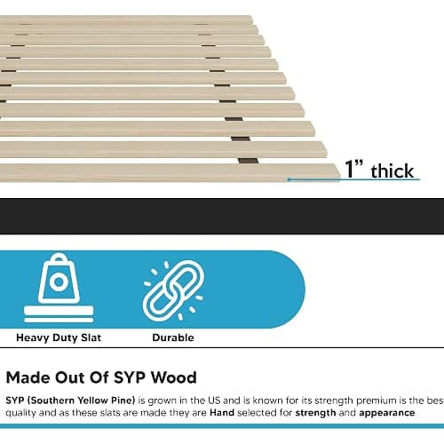 Treaton, 1-Inch Extra Heavy Duty Horizontal Wooden Bunkie Board/Bed Slats, Enhance Mattress Support, Full(54"), Beige thumbnail 3