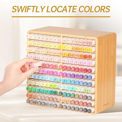 walowalo Marker Organizer Hold 176 Markers Birthday Gifts Bamboo Pen Holder Art Supply Pencil Storage Organizer with 22 Compartments All-in-One Marker Storage for Home Office Desk Classroom thumbnail 5