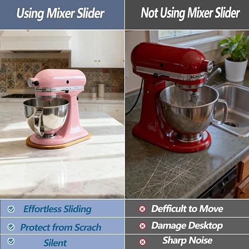 Bamboo Mixer Slider Compatible with KitchenAid 4.5-5 Qt Tilt-Head Stand Mixer, Appliance Sliding Mat Accessories for Kitchen Aid, Countertop Moving Tray Attachments Fits for KitchenAid Artisan thumbnail 7