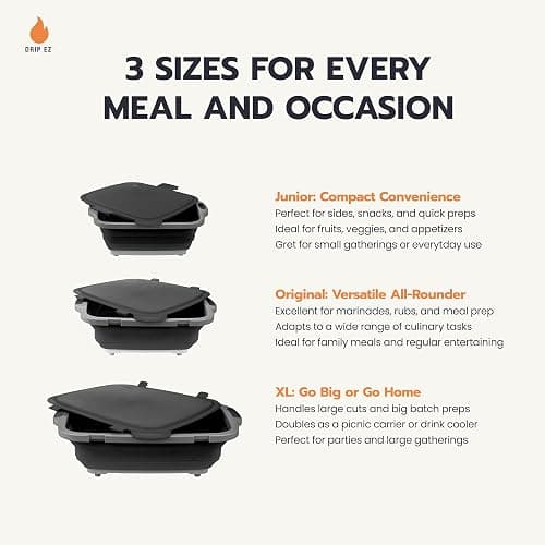 Drip EZ Collapsible BBQ Prep Tub - for Meal Prep Marinating Food Storage - Includes Cutting Board & Locking Lid - (1) XL - Green thumbnail 5