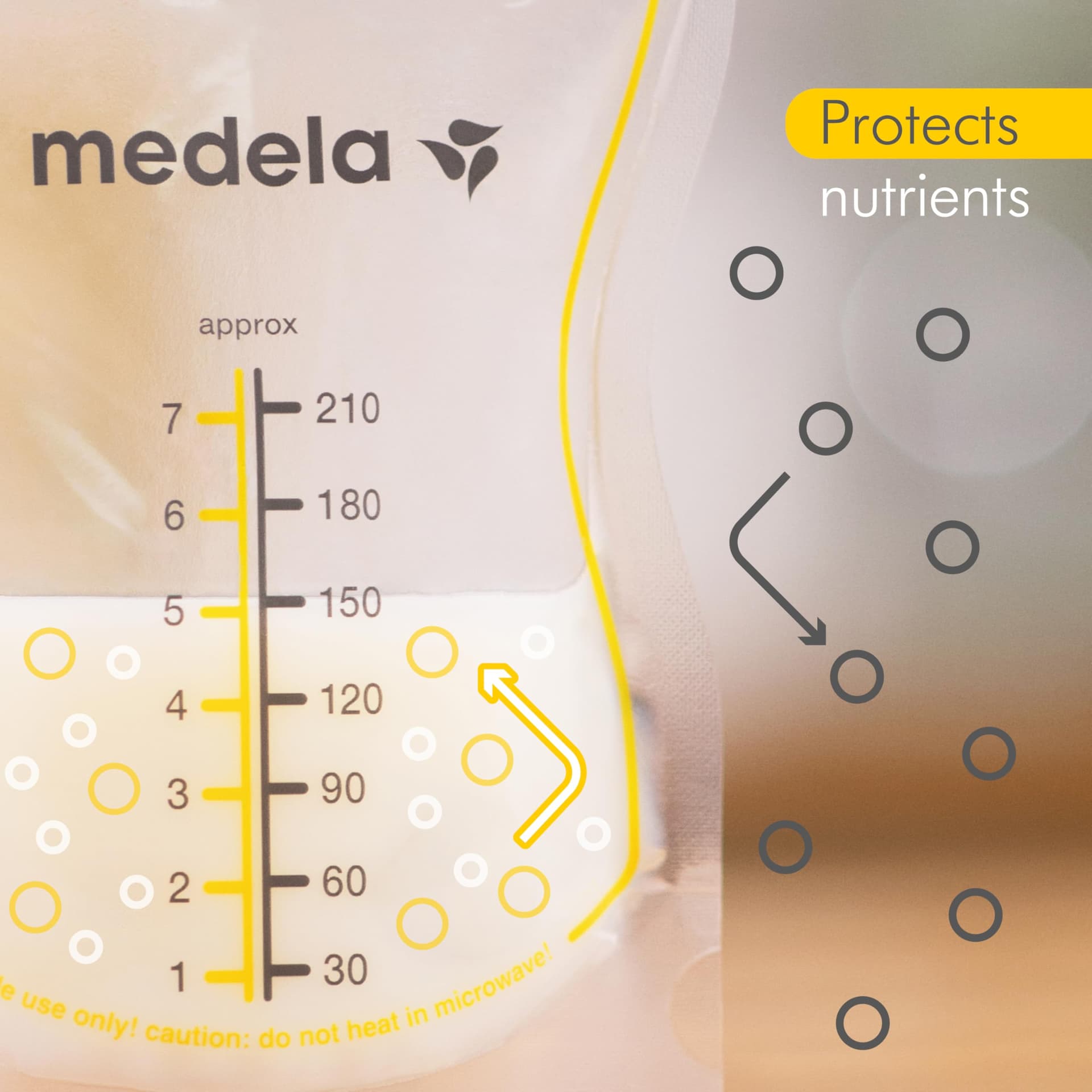 Medela Easy Pour Breastmilk Storage Bags, Disposable Leakproof Breast Milk Bags with Milk Protection, Recyclable & BPA Free, 210ml Capacity, 25 Pack thumbnail 3