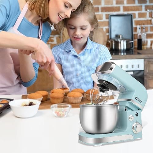 Kitchen in the box Stand Mixer,3.2Qt Small Electric Food Mixer,6 Speeds Portable Lightweight Kitchen Mixer for Daily Use with Egg Whisk,Dough Hook,Flat Beater (Blue) thumbnail 2