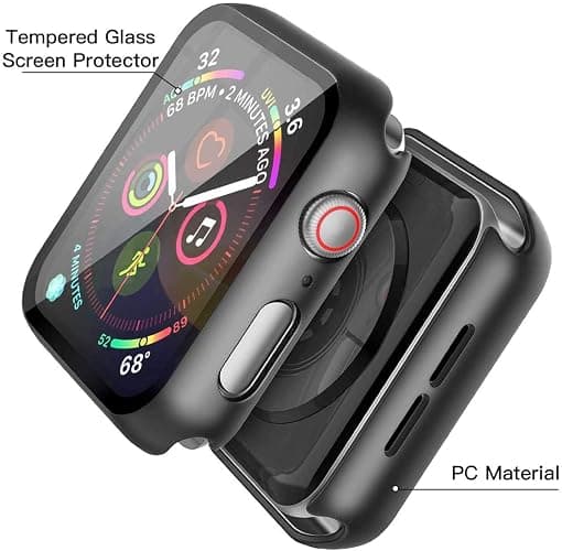 Misxi 2 Pack Hard PC Case with Tempered Glass Screen Protector Compatible with Apple Watch SE 3 (2025) SE 2 SE Series 6 Series 5 Series 4 44mm, Black thumbnail 3
