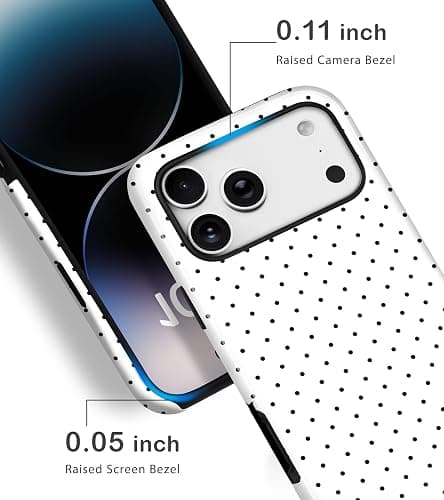 Amzfield Compatible with iPhone 15 Case Cute Polka Dot Aesthetic Retro Design for Women Girls Fall Simple Chic Girly Pretty Dual Layer Hybrid Protection Elegant Case for iPhone 17 Pro-White thumbnail 4