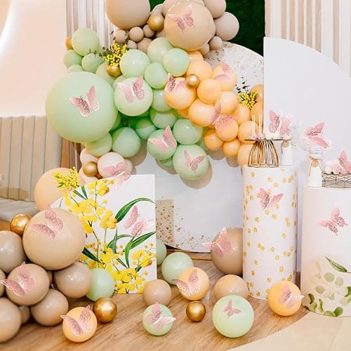 3D Pink Butterfly Wall Decor 3 Sizes 4 Styles Butterfly Party Decorations Cake Decorations Removable Stickers Wall Decor Room Mural Metallic Kids (Pink, 48Pcs) thumbnail 7
