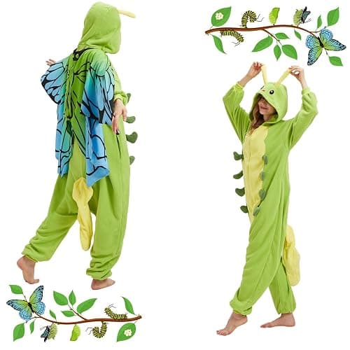 AMAMHAHAVA Caterpillar to Butterfly Onesie Pajamas for Adults, Transformative Onesie Pajamas for Halloween & Christmas thumbnail 2