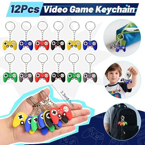 naygnahz Video Game Party Favors Kids Gamer Birthday Party Supplies Drawstring Bag Silicone Bracelet Glow in Dark Tattoo Sticker Keychain Gamer Party Favors Gaming Birthday Goodie Bag Stuffers thumbnail 4