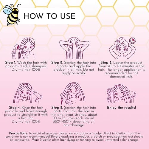 Jumybee Japanese BTX Hair Mask for Damaged Hair B-TOX – Collagen & Keratin Treatment with Beeswax & Seaweed, Anti-Frizz, Protein Repair, Formaldehyde-Free, 8.8 oz thumbnail 7