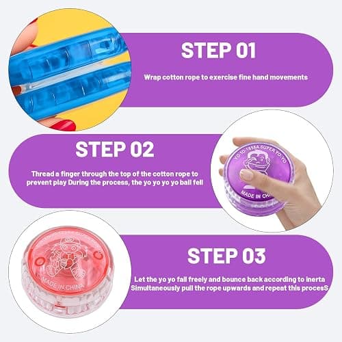 6 Piece Yoyo Set, light Up Yoyo for Beginners,, Magic Yoyos Suitable for Party Favors Birthday Gifts and Outdoor Games thumbnail 4