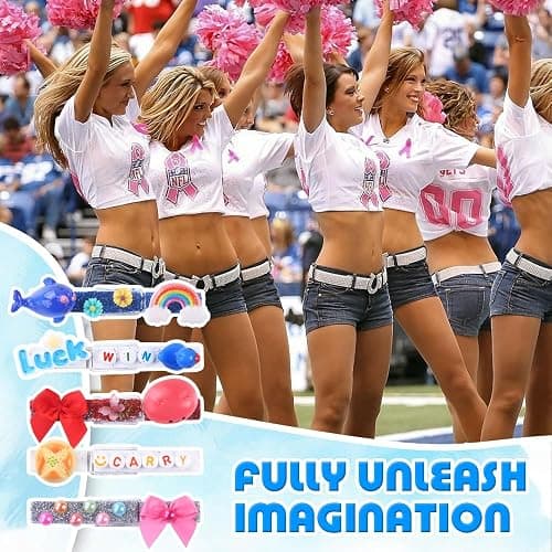 JOICEE 80 Set Cheer Pins Spirit Clips,Clothes pins Include 126 Mini Resin Animals Bows and Self Adhesive Stickers Pen 300 Beads Pearls for Backpacks Ribbon Team Classroom Cheer Gifts Bulk(White Wood) thumbnail 7