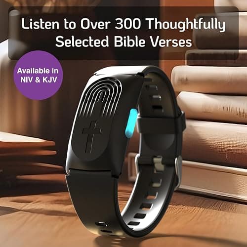 LIAISE Wearable Audio Wrist Band, WWJD Bracelet and Audio Bible, 300+ Verses from NIV, Jesus Bracelet Speaker, Christian Wristband for Men and Women (Black) thumbnail 6