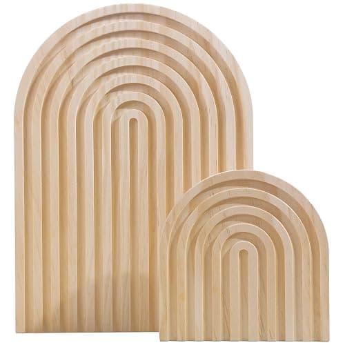 AFAMITOO 2Pcs Wooden Rainbow Arch Decor Set - Boho Chic Aesthetic Shelf & Serving Board - Ideal for Living Room, Kitchen, Home Office Decor - Image 1