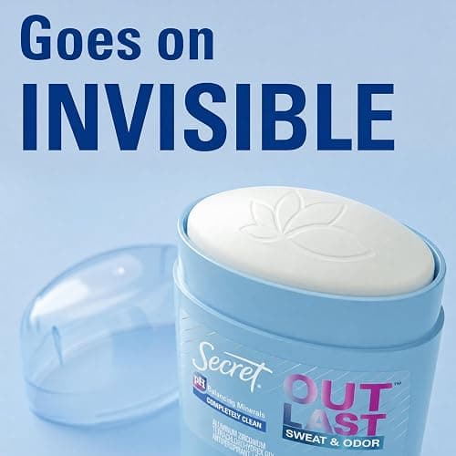 Secret Outlast Antiperspirant Deodorant for Women, 72hr Sweat & Odor Protection, PH Balancing Minerals, Invisible Solid, Completely Clean Scent, Travel Size, 0.5 oz thumbnail 5