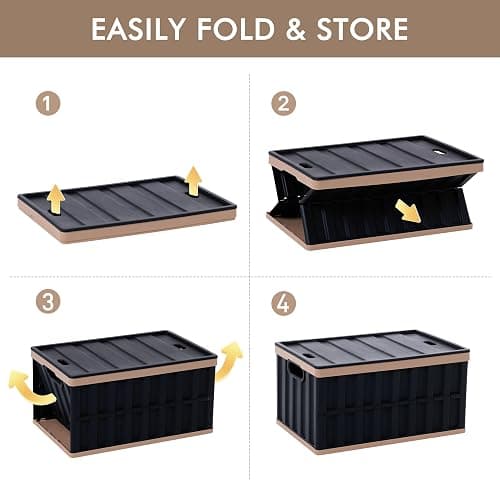 Citylife 64L Collapsible Storage Bins with Lids Plastic Storage Containers for Organizing Stackable Storage Box Large Heavy Duty Utility Crates, 2 Packs, Black thumbnail 4