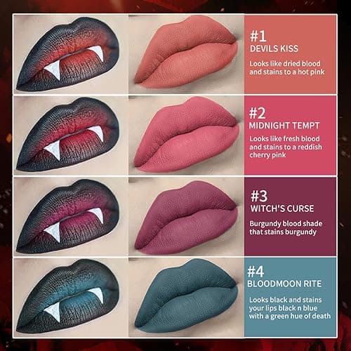 Matte Black Lipstick Bloody Lip Stain NonSticky Texture Perfect For Gothic Looks And Special Occasions Longwear Long Lasting Liquid Lipstick thumbnail 9