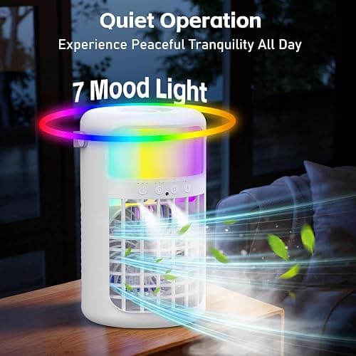 Portable Air Conditioner, 2025 Upgraded 4-IN-1 Ultra-Quiet Design Portable AC Unit with 2 Cool Mist & Speeds1500ml Remote Control Air Conditioner Evaporative for Home,Office,Bedroom, Camping thumbnail 6