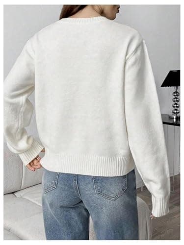 SweatyRocks Women's Flag Pattern Long Sleeve Round Neck Sweater Casual Loose Pullover Sweater thumbnail 2