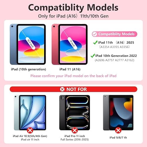 FUWANG Touch Keyboard Case for iPad A16 11/10th Gen, 360 Rotating, Hot Pink | Multi-Touch Trackpad, 7-Color Backlit, Pencil Holder, Keyboard for iPad A16 11th 11 inch 2025& 10th Generation 10.9 inch 2022 thumbnail 2