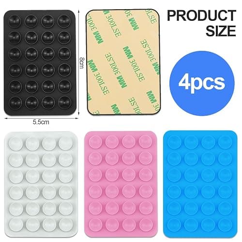 NiceBest Ventose per Telefono, 4 Pezzi Ventosa per Telefono, Silicone Ventosa per Cellulare, Supporto Adatto per Selfie Video e Utilizzo a Mani Libere(Nero + Blu + Bianco + Rosa) thumbnail 2