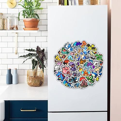 Pounchi Retro Pixel Anime Stickers (50Pcs Large Size) Aesthetic Video Game PVC Sticker, Gifts for Laptop Water Bottle Skateboard Party Supplies Decorations Teens thumbnail 7