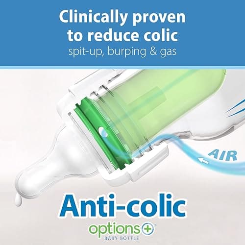 Dr. Brown's Natural Flow Anti-Colic Options+ Narrow Baby Bottle, 8 oz/250 mL, with Level 1 Slow Flow Nipples, 0m+, 4 Pack - 4 Pack, 8oz, Clear thumbnail 3