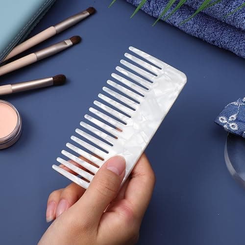 Beaupretty Tortoiseshell Wide Tooth Comb - Anti Static Plastic Barber Shop Comb for Salon & Home, White thumbnail 7