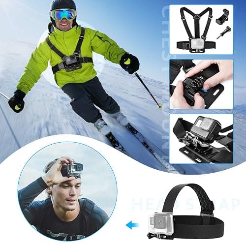 Luxebell Accessories Kit for AKASO EK5000 EK7000 4K WiFi Action Camera GoPro Hero 12 11 10 9 8 7 6 5/Session 5/Hero 4/3+/3/2/1 Max Fusion SJ4000 SJ5000 (14-in-1) thumbnail 3