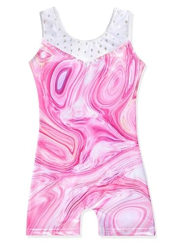 Leotards for Girls Gymnastics Toddler Dance Biketards Mermaid Unicorn Athletic Dance Wear Shiny Rainbow Blue Hotpink - 4-5 Years - Pink - Image 1