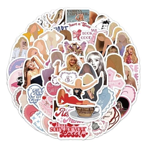 60PCS Sabrina Carpenter Stickers Pack for Water Bottle, Laptop, Kindle, Cartoon Music Singer Stickers for Phones, Notebook, Refrigerators, Bicycles, Cars, Helmets, Gift for Fans thumbnail 4